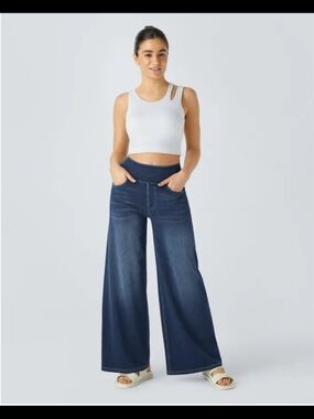 HALARA Wide-Leg Denim, Womens, Medium Petite, NWT.